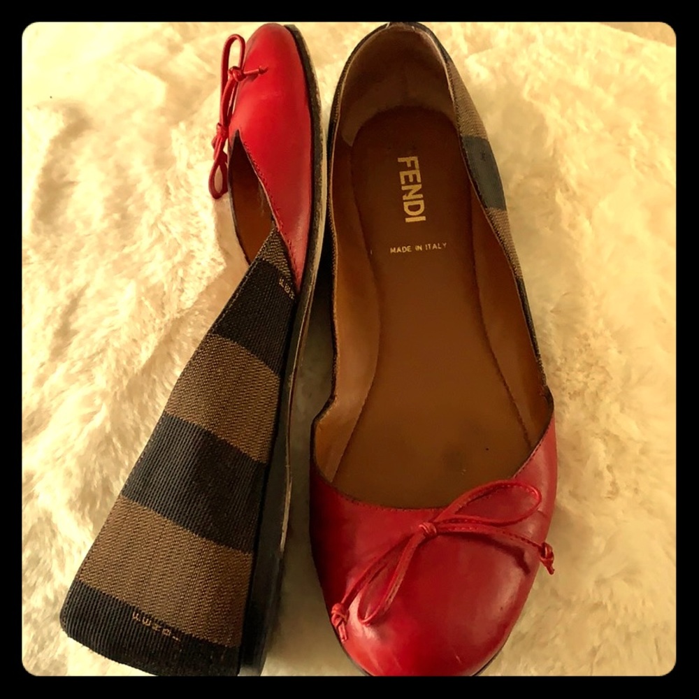 Fendi Pequin Striped Colorblock Ballerina Flat 38
